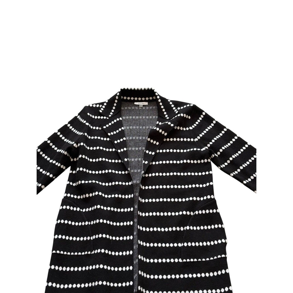 Women's Sioni M Open Cardigan Black With‎ White Polka Dots Pockets Preowned